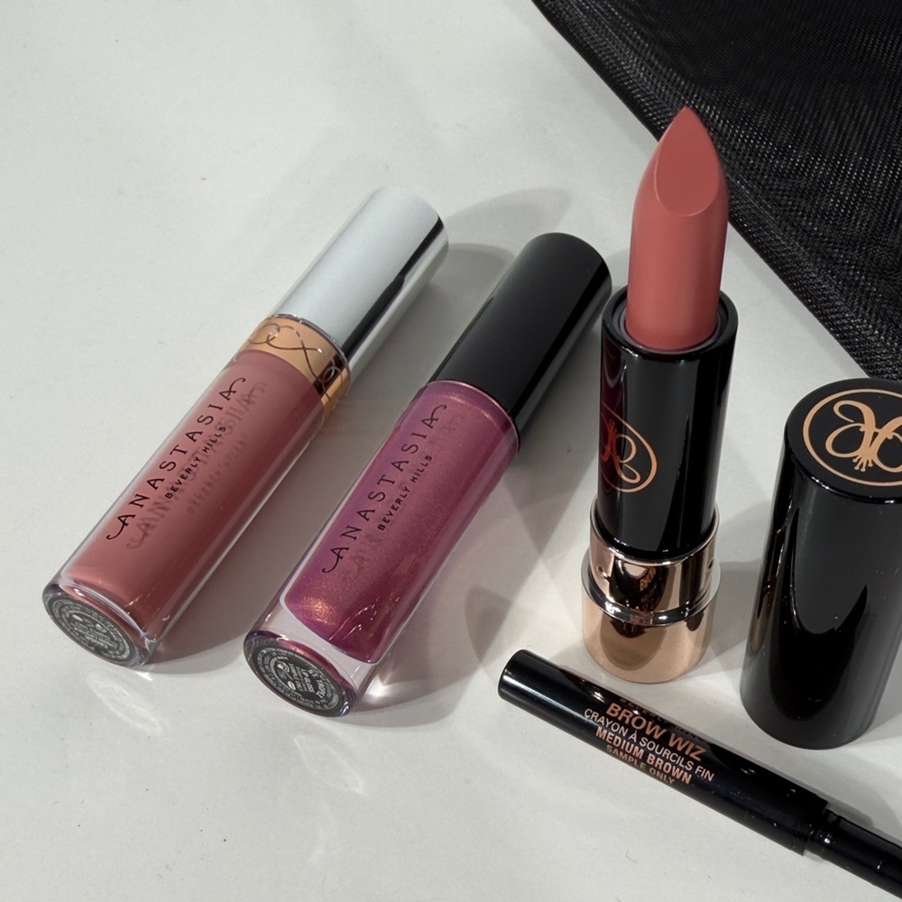 Anastasia Beverly Hills Pink & Mauve Lipstick and Gloss Trio - Crush, Kiss, Med - Picture 3 of 8